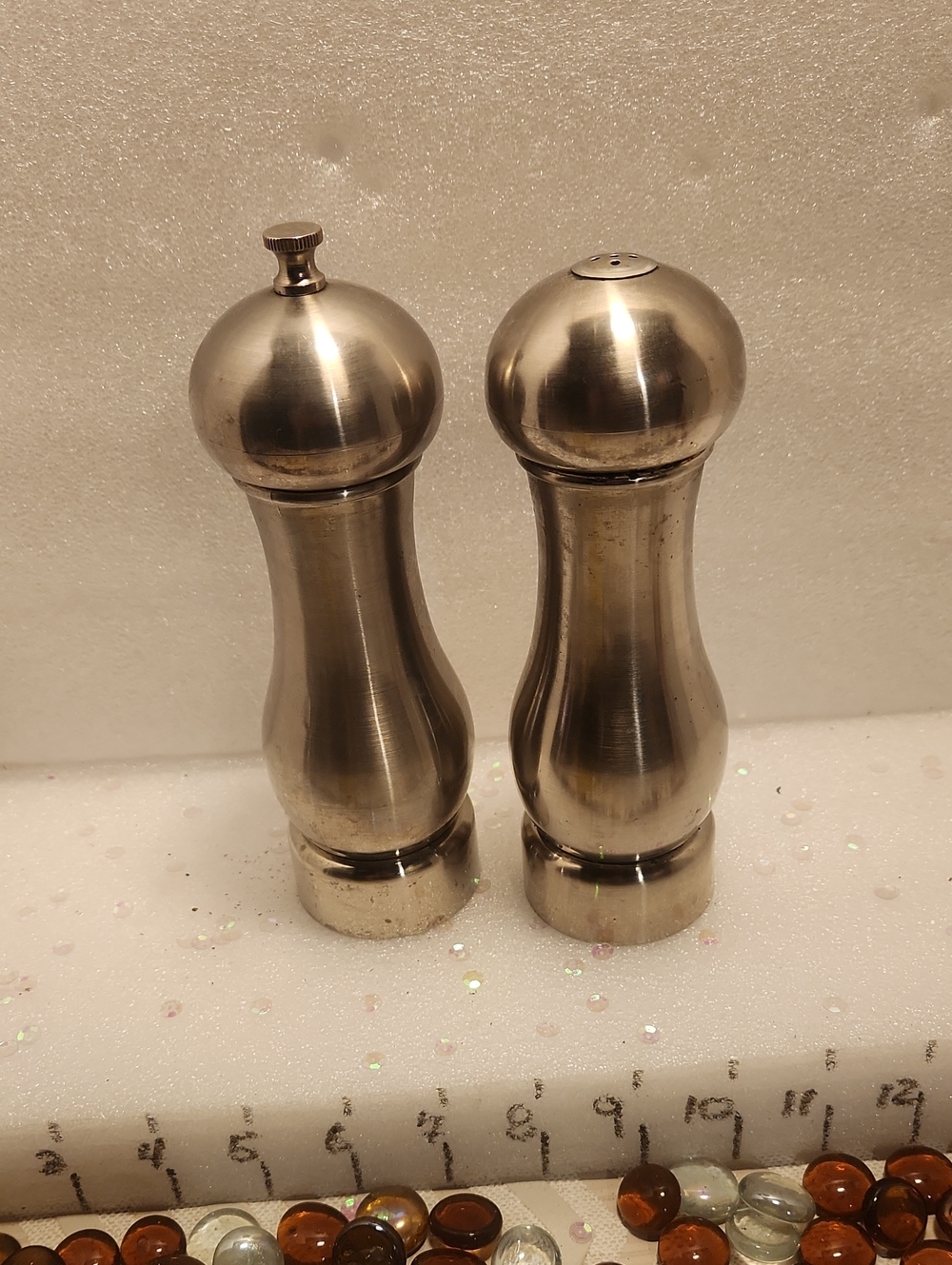 Brushed Silver Stainless Steel Salt and Pepper Mill Set